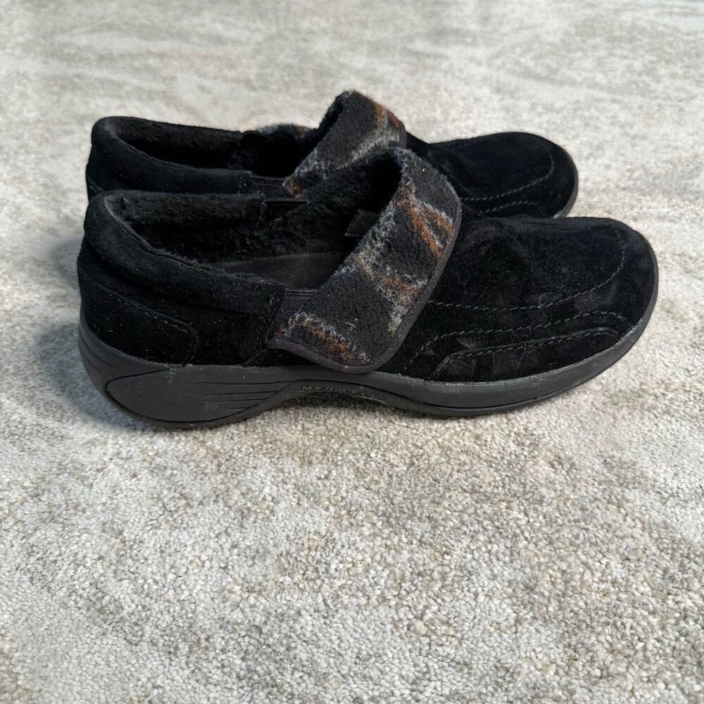 MERREL Women's‎ Encore Spritz Black Suede Clogs Sweater Loafer Shoes 9.1/2
